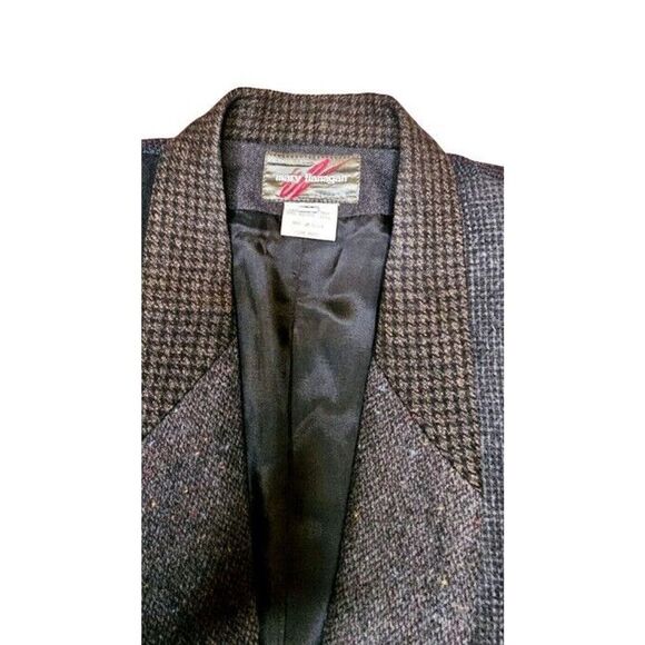 VTG Mary Flanagan Jacket Womens Medium Black Patchwork Blazer Wool Wearable Art - Picture 4 of 6